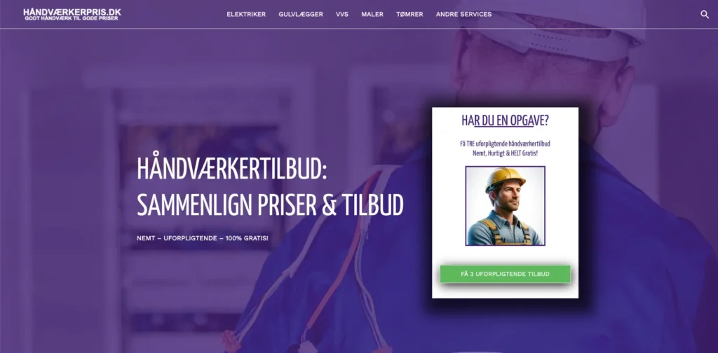 Håndværkerpris.dk website